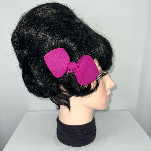 Magenta Paisley Rockabilly Bandana Knotted Hair Bow - Picture 4 of 11